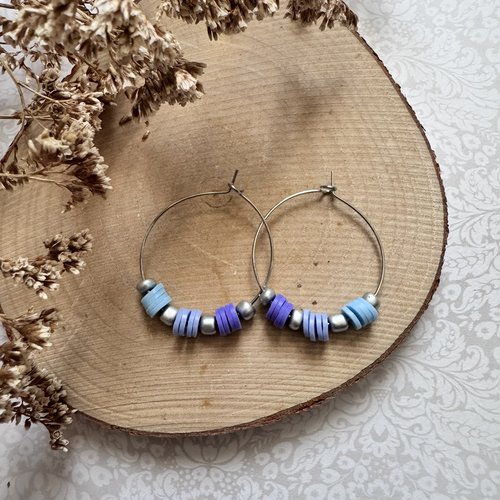 Créoles argentées + perles #5