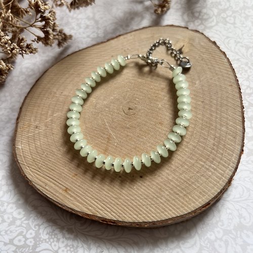 Bracelet perle de verre "vert d'eau"