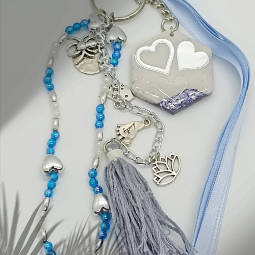 Bijoux de sac "cœurs argentés"