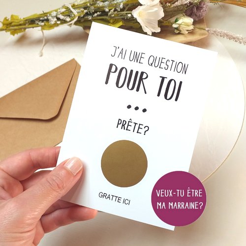 Carte à gratter, demande parrain marraine, baptême