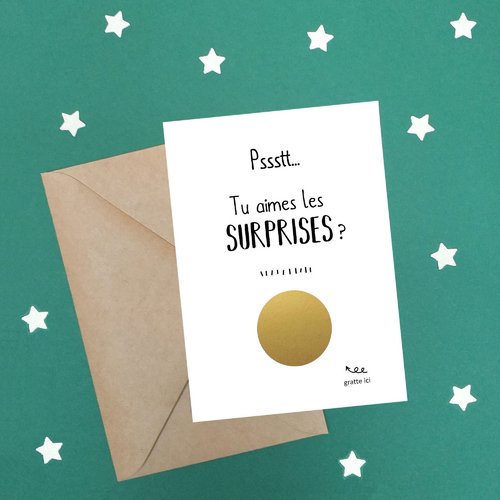 Carte à gratter,annonce grossesse,surprise