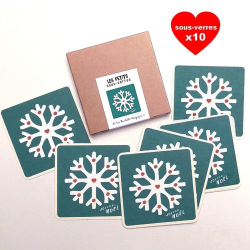 Lot de 10 sous-verres, joyeux noël, décoration de table, sous-verres en carton