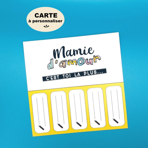 Carte à personnaliser - cadeau mamie- fête des grands-mères - carte cadeau