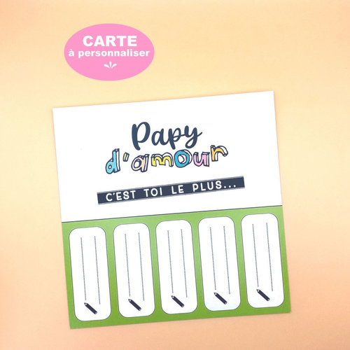 Carte à personnaliser - cadeau papy- fête des grands-pères - carte cadeau