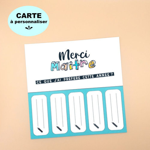 Carte à personnaliser - cadeau maître- carte cadeau