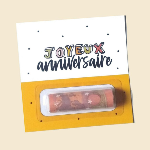 Carte anniversaire porte-billet, cadeau
