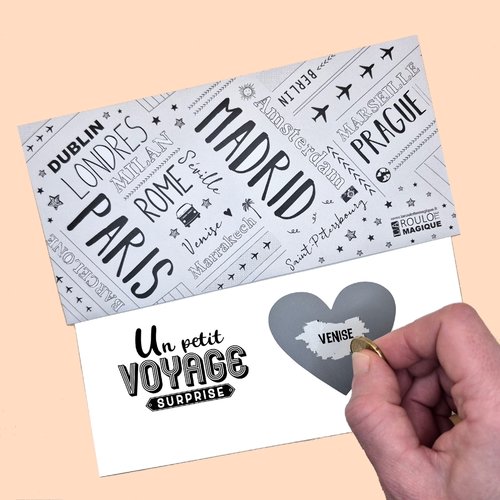 Carte à gratter, voyage, weekend, vacances,surprise, cadeau