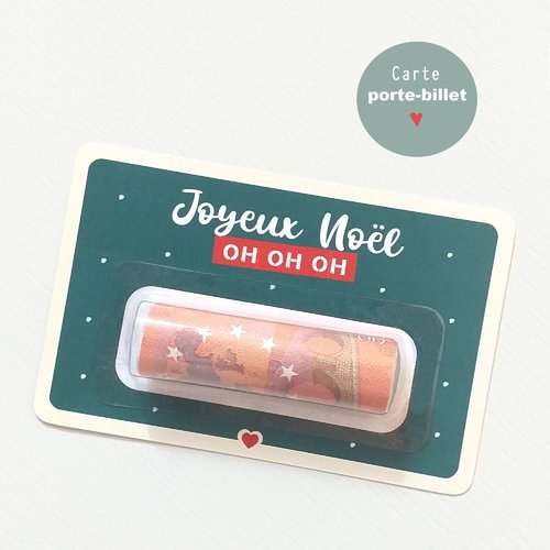 Carte de noël porte-billet, carte cadeau, fêtes