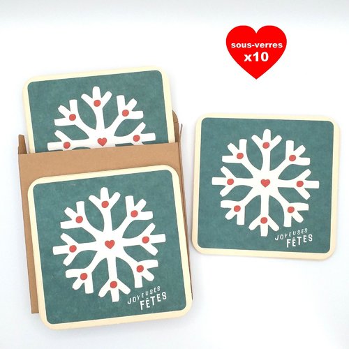 Lot de 10 sous-verres, joyeuses fêtes, décoration de table, sous-verres en carton