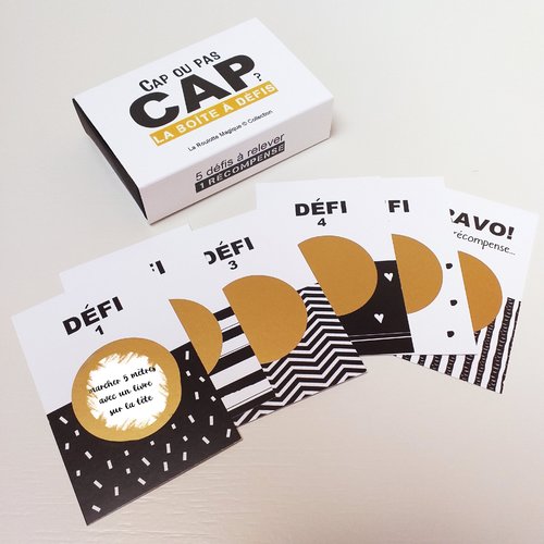 Boîte à défis - carte à gratter personnalisable - cap ou pas cap - jeu cadeau