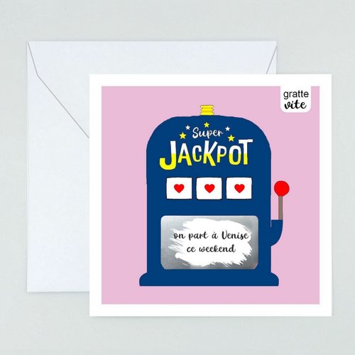 Carte à gratter super jackpot, cadeau surprise à personnaliser, annonce cadeau