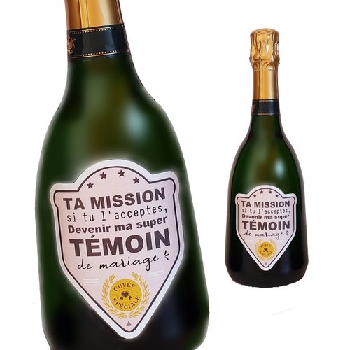Demande témoin femme, étiquette bouteille, annonce témoin mariage, veux-tu être témoin