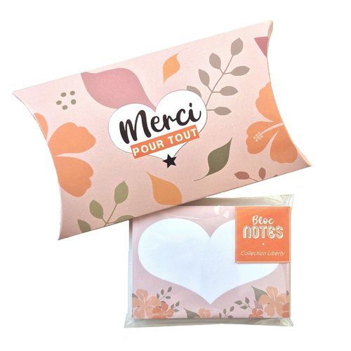 Cadeau maîtresse, atsem, nounou, bloc-notes liberty + boîte cadeau