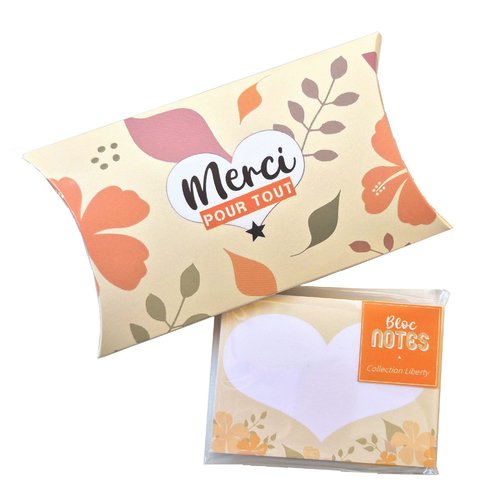 Cadeau maîtresse, atsem, nounou, bloc-notes liberty + boîte cadeau