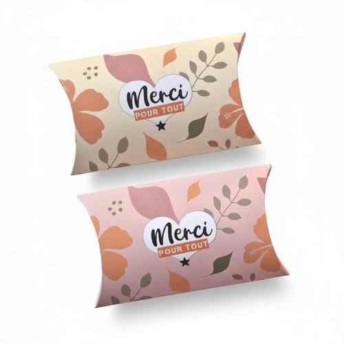 Lot de 2 boîtes cadeaux "merci pour tout" ｜motif floral ｜cadeau fin d'année école, nounou, crèche