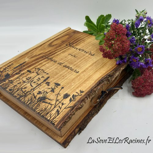 Boîte livre en bois personnalisable pour photos, souvenirs, bijoux ...
