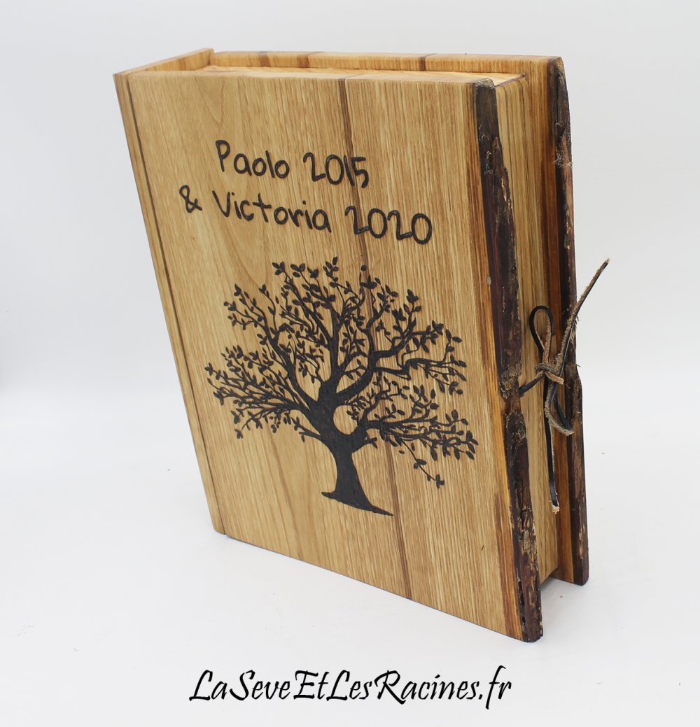 Boîte livre en bois personnalisable pour photos, souvenirs, bijoux