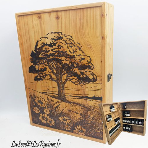 Armoire pour huiles essentielles - aromathérapie - pharmacie en bois