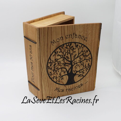 Boîte en forme de livre en bois original personnalisée pour photos, souvenirs, bijoux ...