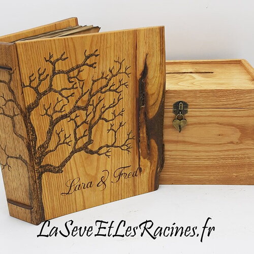 Livre d'or en bois pour mariage personnalisable sur commande