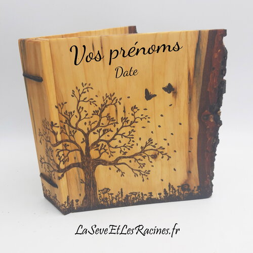 Livre d'or personnalisé en bois pyrogravé