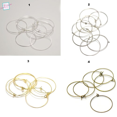 20 créoles à pointes 30 mm support boucle d'oreille, couleurs au choix