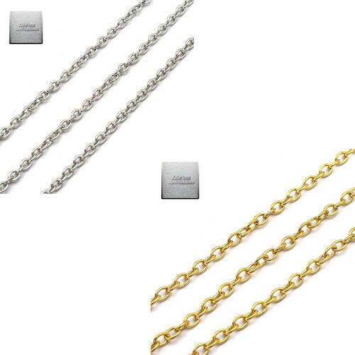 Acier inox: 1 m chaîne oval 7x5 mm en acier inoxydable couleur au choix , steel stainless 013