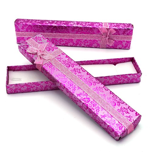 2 boite/écrin bracelet "fleur brillant" 21x4,5x2 cm, fuchsia