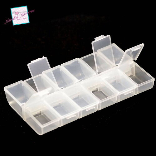 1 boite à rangement de perle blanc transparent, différents modèles aux choix