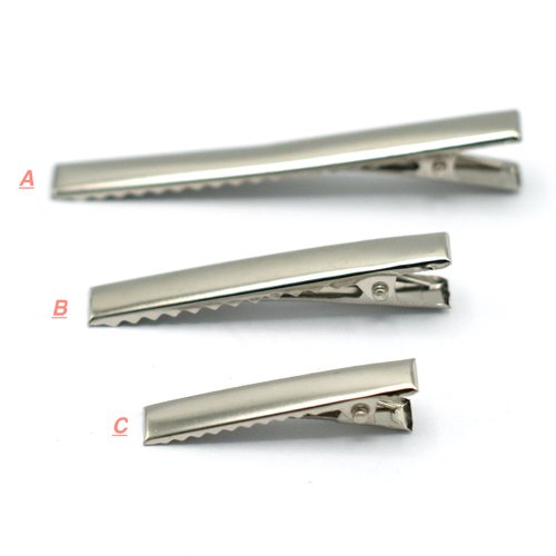 10 pinces/barrettes "crocodile" pour cheveux, argenté