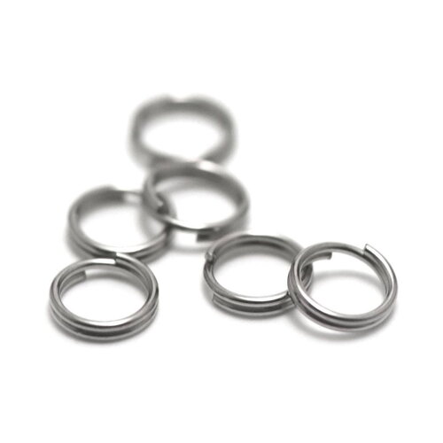 Acier inox: 20 anneaux doublés en acier inox 6x0,7 mm, steel stainless