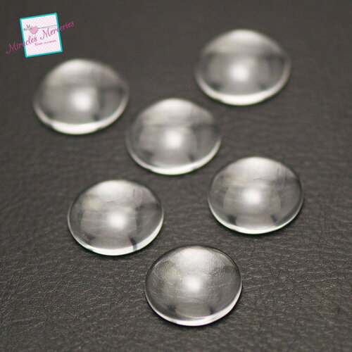 10 cabochons en verre 20 mm, dôme transparent
