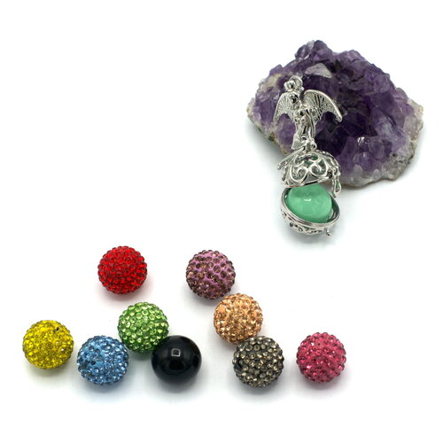 Promotion - 1 perle bola musicale &quot;strass&quot; 18 mm, couleurs aux choix