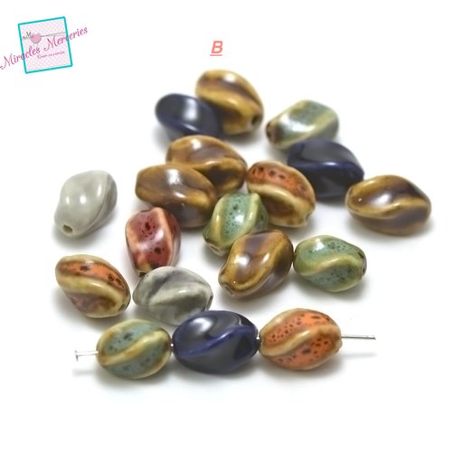 10 perles porcelaine / céramique, divers modèles