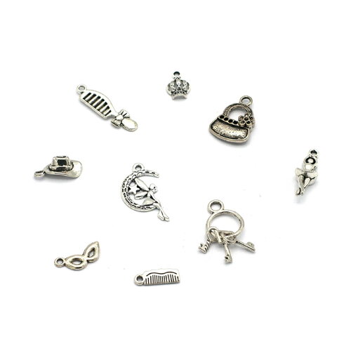 10-20 breloques argenté, divers modèles aux choix