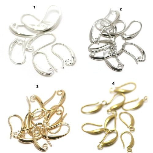 10 crochets pour boucle d'oreille courbe, 4 couleurs au choix