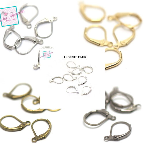 20/100 crochets dormeuse ovale pour boucle d'oreille,argenté/doré/bronze/gun-métal / argenté clair