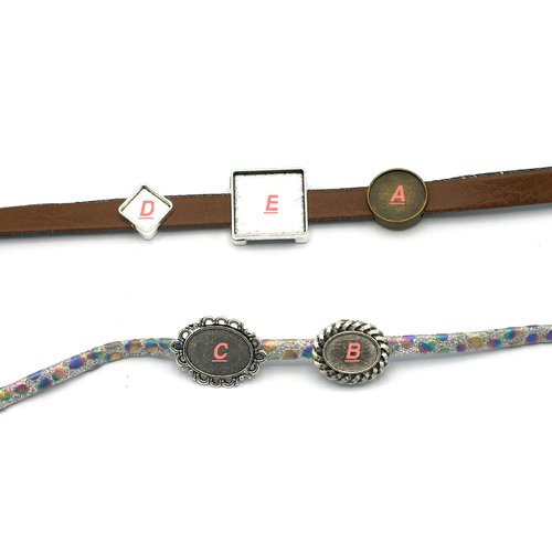 6-10 perles passantes cabochon pour lanière