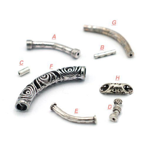 Courbe connecteurs "tibétain",argenté