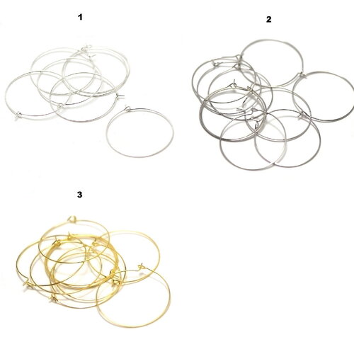 20 créoles à pointes 35 mm support boucle d'oreille, 3 couleurs au choix