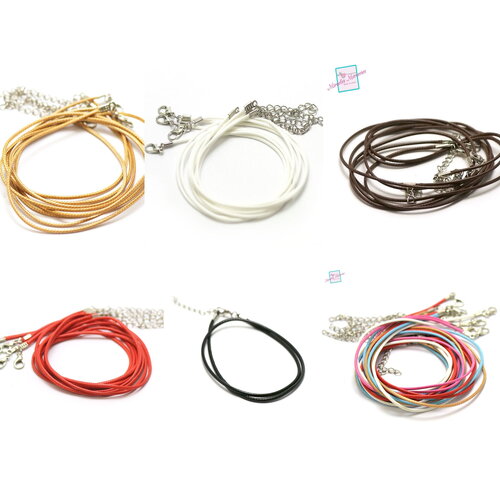 4 tour de cou en coton ciré , noir /marron/ rouge