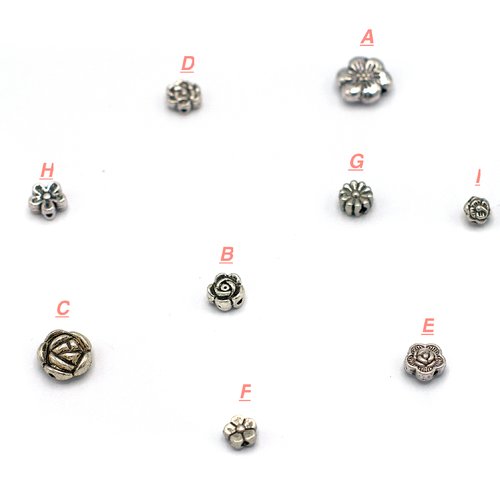 10-50 perles métal intercalaire argenté - fleur