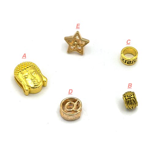 10-20 perles passantes dorés pour lanière cuir