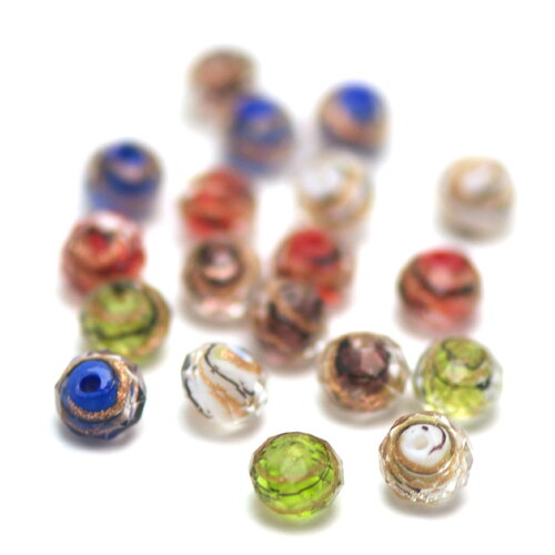 8 perles  lampwork vague et fleur