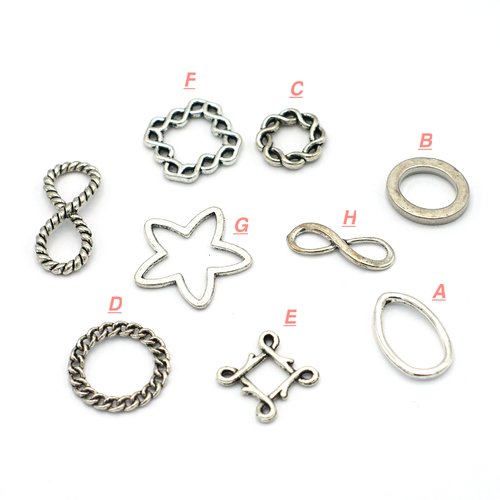 10 connecteurs argenté