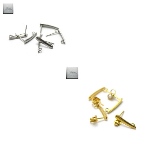 Acier inox: 10 acier ou 4 doré supports boucle d'oreille "oval long"