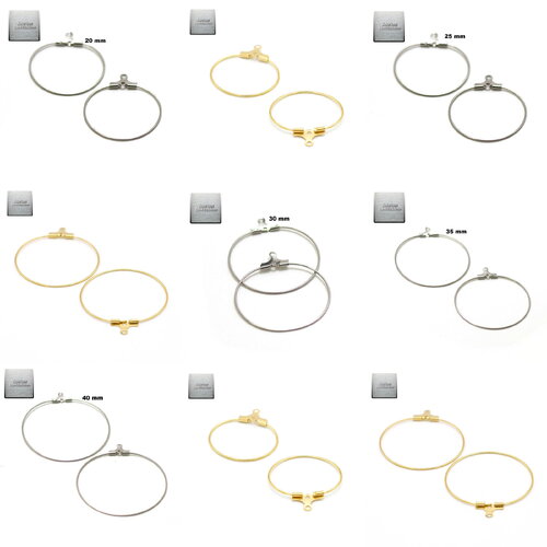 Acier inox/doré: 10 créole cintre, steel stainless