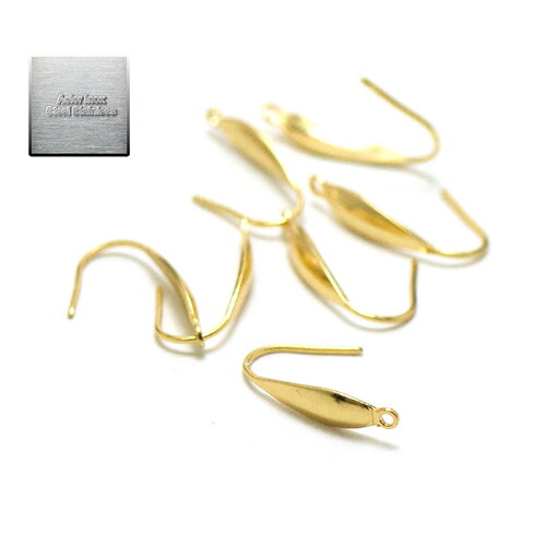 Acier inox: 10 crochets goutte pour boucle d'oreille 21x4 mm, acier doré