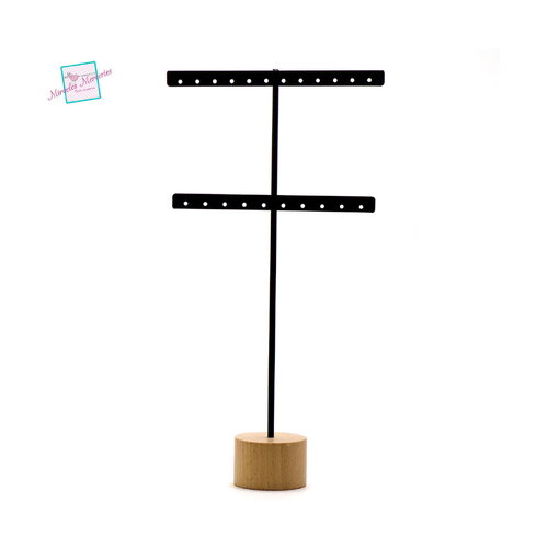 1 présentoir pour boucle d'oreille 01 métal/bois, noir