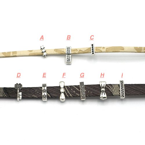 10 perles passantes pour lanière cuir, bronze